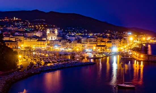 Bastia old city center, lighthouse and harbour.
